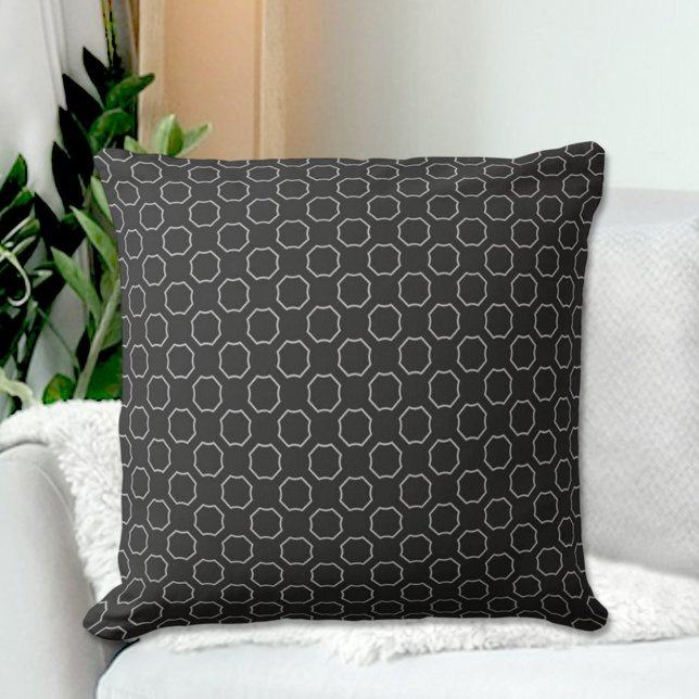 Almofada Black Octagons Pattern Throw Pillow (Criador carregado)