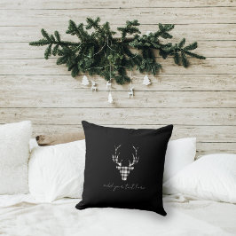 Almofada Black Plaid Deer Christmas