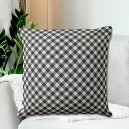 Almofada Black Plaid Pattern Throw Pillow
