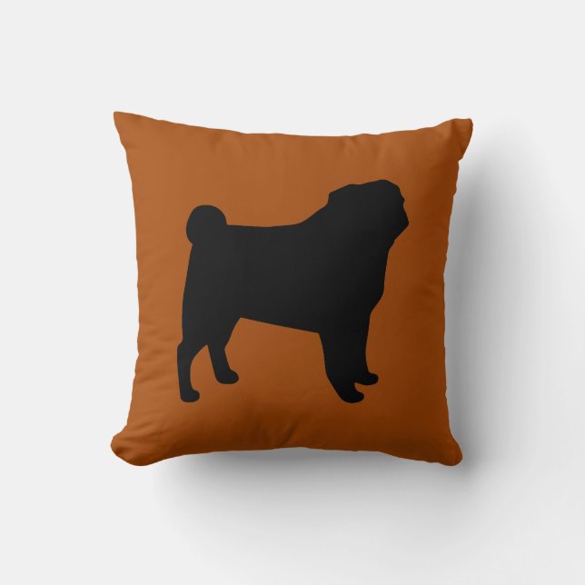 Almofada Black Pug Silhout Burnt Orange | Dog Lover's (Frente)