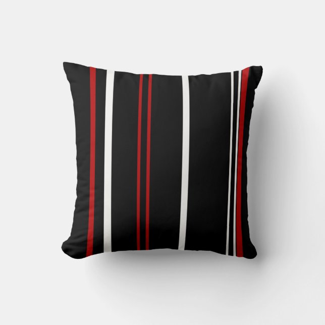 Almofada Black Red and White Stripes (Frente)