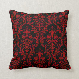 Almofada Black & Red Floral Swirls Damask
