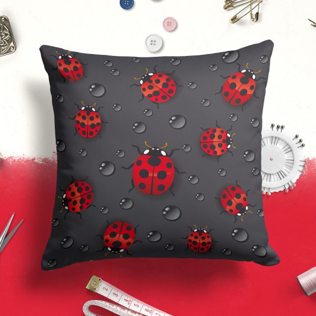 Almofada Black Red Ladybug Insect | Bug Throw Pillow (Criador carregado)