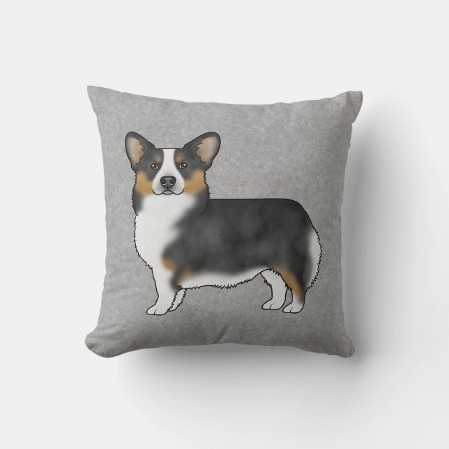 Almofada Black Tricolor Pembroke Welsh Corgi (Frente)