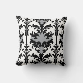 Almofada Black White and Grey Floral Damask style