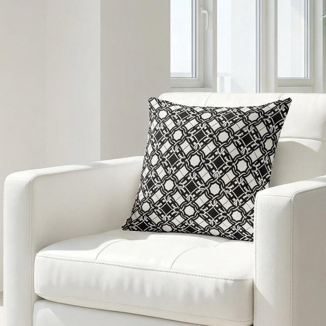 Almofada Black White Art Deco Interlaced Pattern (Criador carregado)