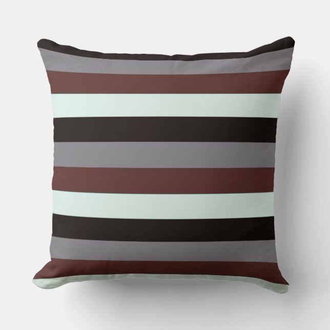 Almofada Black White Brown Modern Stripes (Frente)