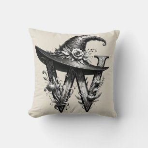 Almofada Black Witchy - Letra W Personalizada Hat