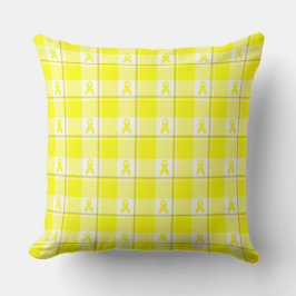 Almofada Bladder Cancer Awareness Plaid Yellow Ribbon