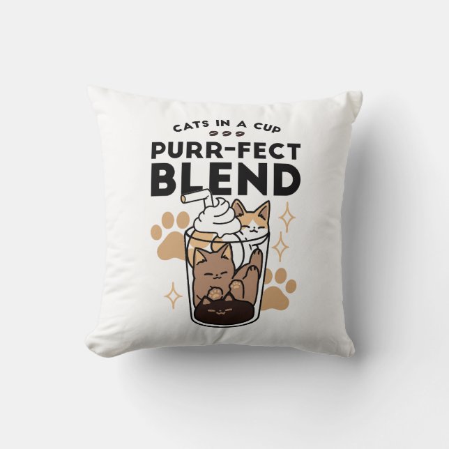 Almofada Blend Puro: Arte de Gato e Café para Pet-Lovers (Frente)