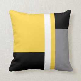 Almofada Bloco Branco Preto de Cinza Amarela