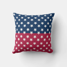 Almofada Bloco De Cor Azul E Vermelho Com Estrelas Brancas