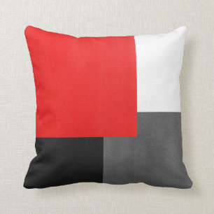 Almofada Bloco geométrico preto e branco cinzento vermelho