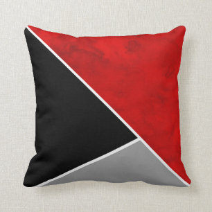 Almofada Bloco preto cinzento vermelho da cor