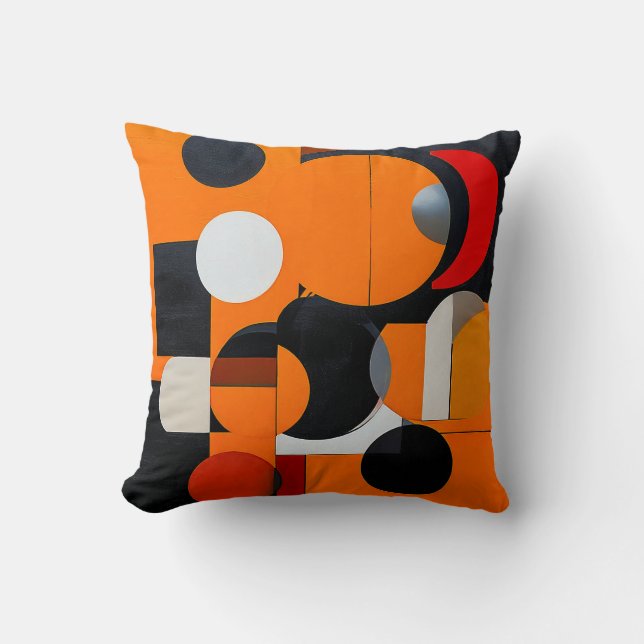 Almofada Blocos Abstratos Laranja Decoração Para Espaço Mod (Frente)