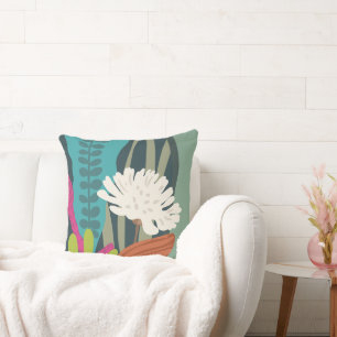 Almofada Blocos de Cor Silhueta Floral Moderna