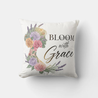 Almofada Bloom com Grace Elegant Floral Woman Silhouette