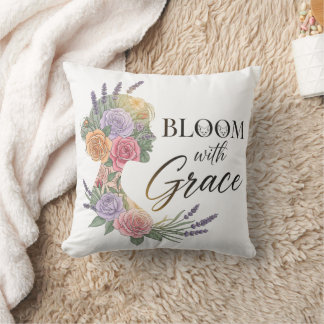 Almofada Bloom com Grace Elegant Floral Woman Silhouette