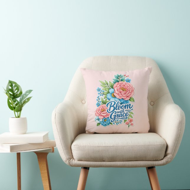Almofada 🌸✨ “Bloom with Grace” Floral Pillow 🛋️💖 (Cadeira)