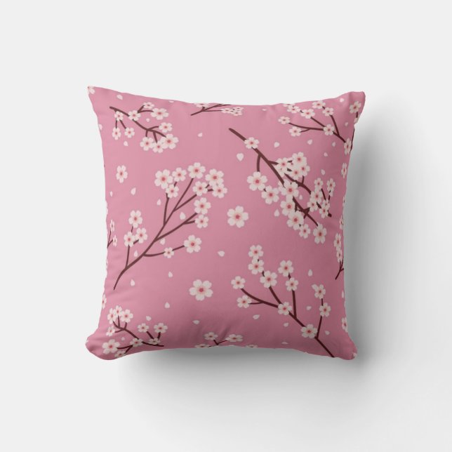 Almofada Blooming Pink Sakura Elegant Spring Floral Design (Frente)
