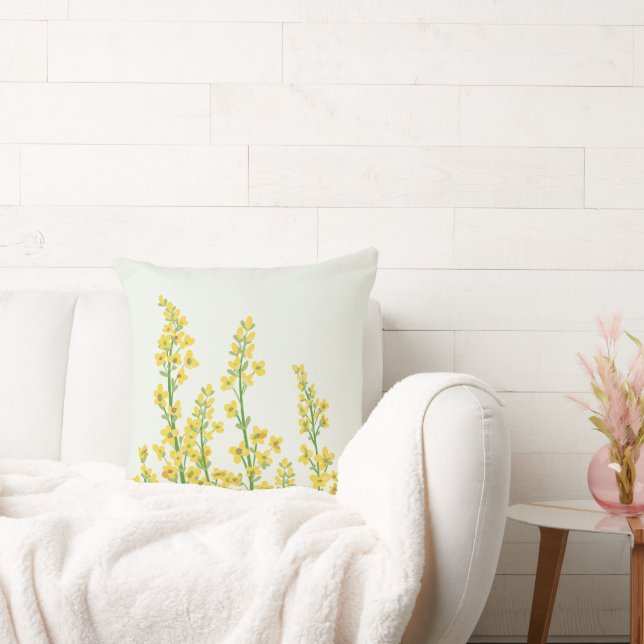 Almofada Blooms Florais de Citrina Moderna Amarelo (Sofá)