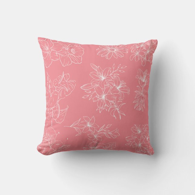 Almofada Blossom Elegance – Soft Pink Floral Pillow (Frente)