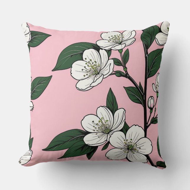 Almofada Blossomas de Cereja Negros a Rosa (Frente)