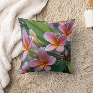 Almofada **"Blossomas em Bloom: Árvore Flor Rosa Frangipani