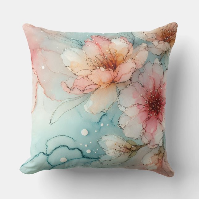 Almofada Blossomas no sangue: um design de tinta a álcool d (Frente)