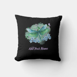 Almofada Blue and Green Dragonfly Throw Pillow