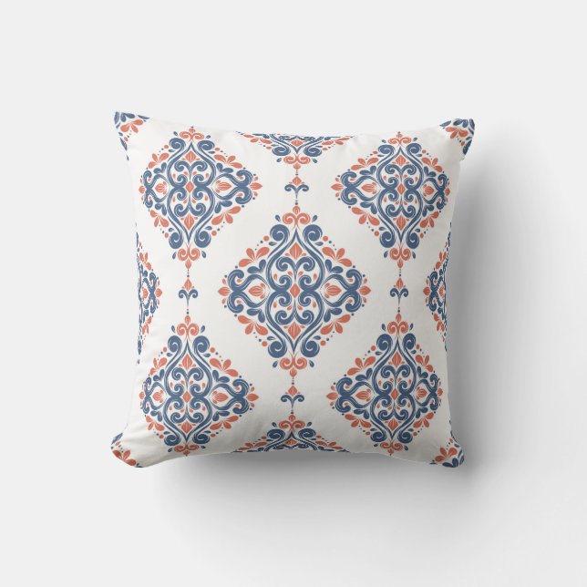 Almofada Blue and orange ornamental seamless pattern. Vinta (Frente)