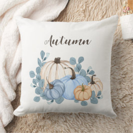 Almofada Blue and Orange Watercolor Pumpkins Autumn
