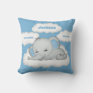 Almofada Blue Baby Boy Elephant Keepsasaame Name Stats