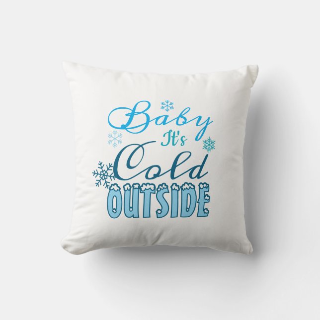 Almofada Blue Baby It's Cold Outside Winter Snowflak (Frente)