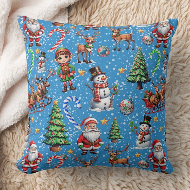 Almofada Blue Background Christmas Decorative Pattern (Criador carregado)