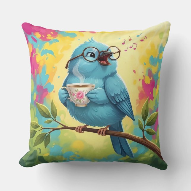 Almofada Blue Bird Cozy Throw Pillow  (Frente)