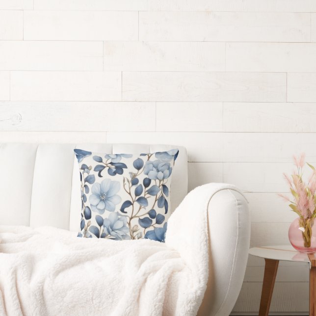 Almofada Blue Bloom Reverie – Floral Duvet Cove Accent  (Sofá)