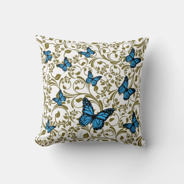 Almofada Blue butterfly gold garden (Frente)