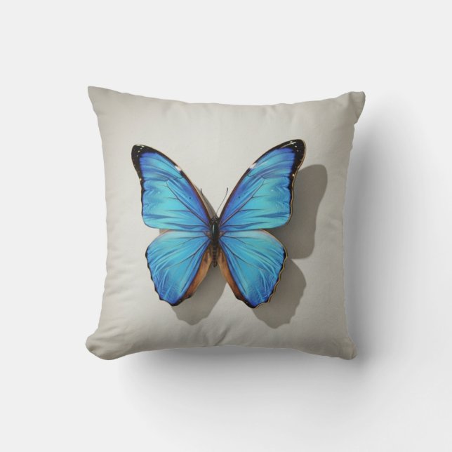 Almofada Blue Butterfly Throw Pillow Nature Inspired Decor (Frente)