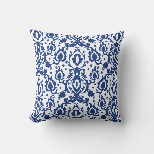 Almofada Blue Casbah Damask marroquino (Frente)