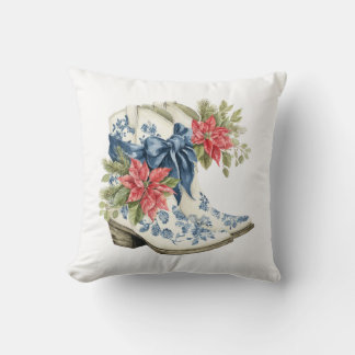 Almofada Blue Chinoiserie Christmas Cowgirl Boots Pillow