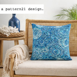 Almofada blue circle batik pattern