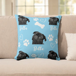 Almofada Blue Custom Paw Print Dog Lover Pet Photo