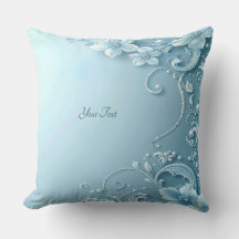 Blue Decorative Floral Throw Pillow