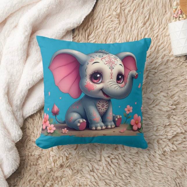Almofada Blue Elephant Throw Pillow (Cobertor)