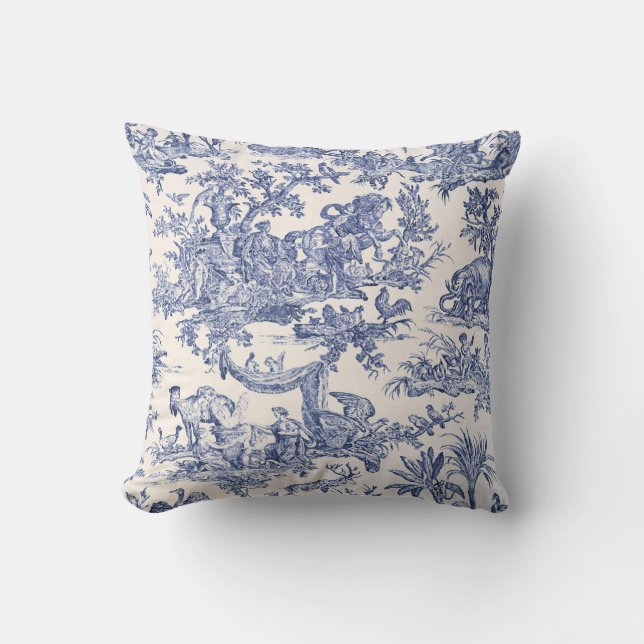 Almofada Blue English - French Toile Classic Elegance (Frente)