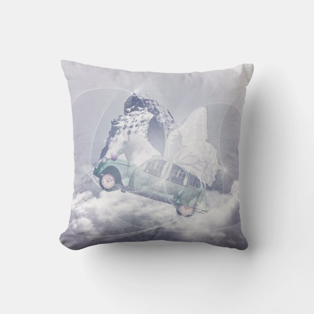 Almofada Blue Fantasy Flying Horly Carro Borboleta Fada Win (Frente)