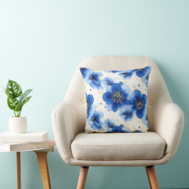 Almofada Blue Floral Pattern with Gold Accents