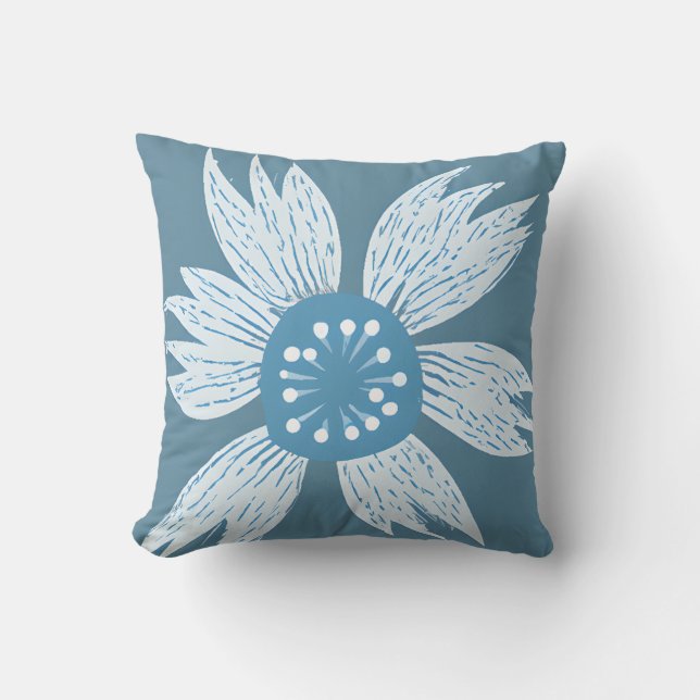 Almofada Blue Flower Bloom Modern (Frente)