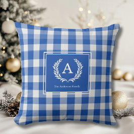 Almofada Blue Gingham Monogramas Crest